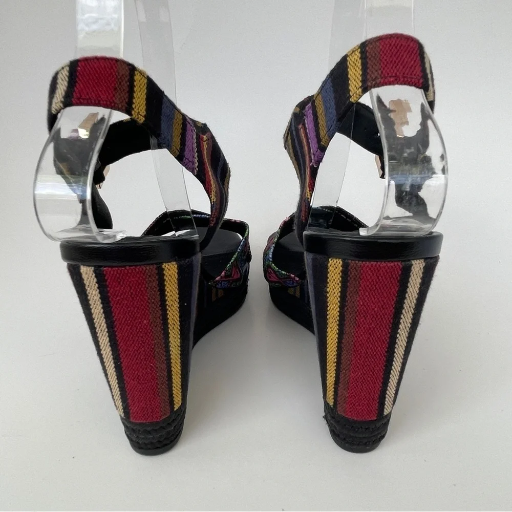 Geox Black and Pink Wedge Sandals with Artistic Design
